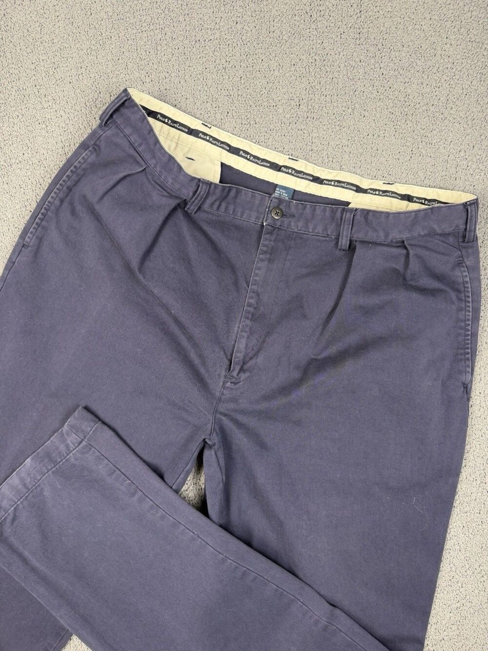 Vintage Polo Ralph Lauren Andrew Pants Mens 38x34 Blue Double Pleated Chino